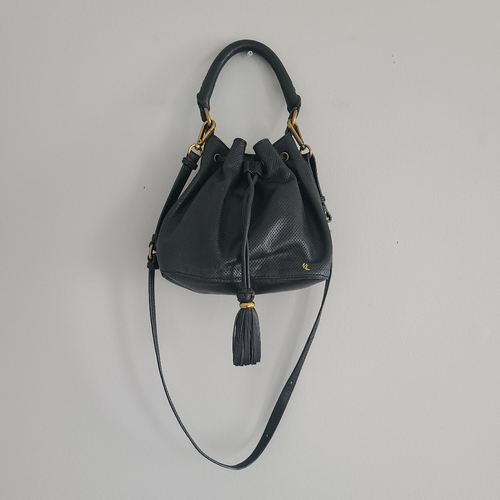 Vintage Elliott Lucca Black Leather Bucket Bag